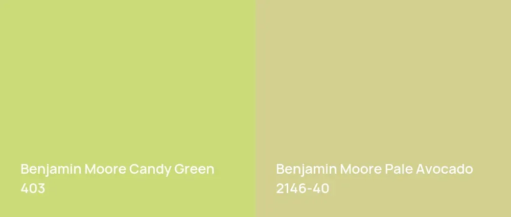 Benjamin Moore Candy Green 403 vs Benjamin Moore Pale Avocado 2146-40