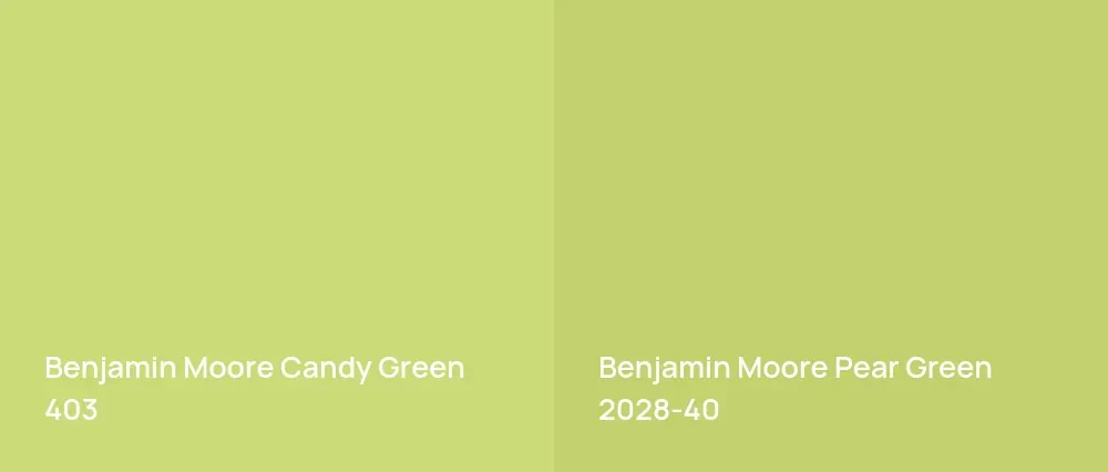 Benjamin Moore Candy Green 403 vs Benjamin Moore Pear Green 2028-40