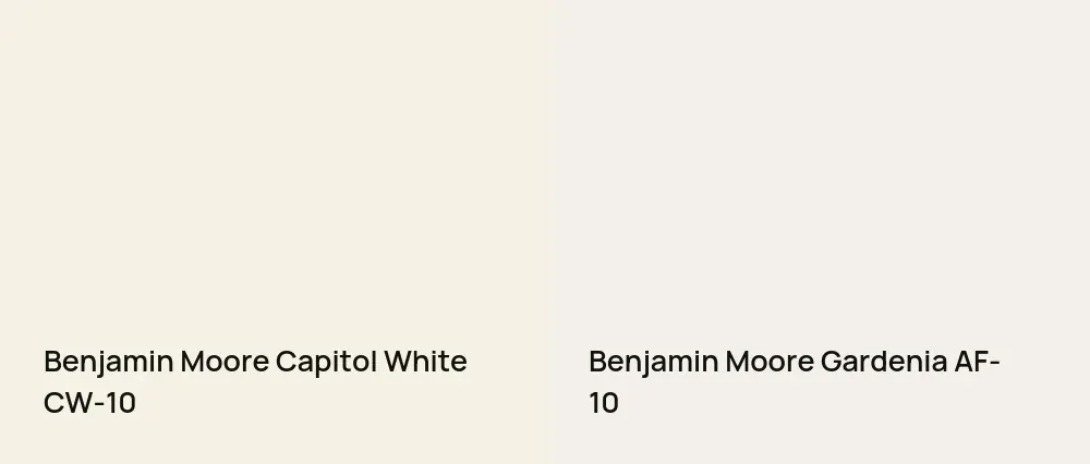 Benjamin Moore Capitol White CW-10 vs Benjamin Moore Gardenia AF-10