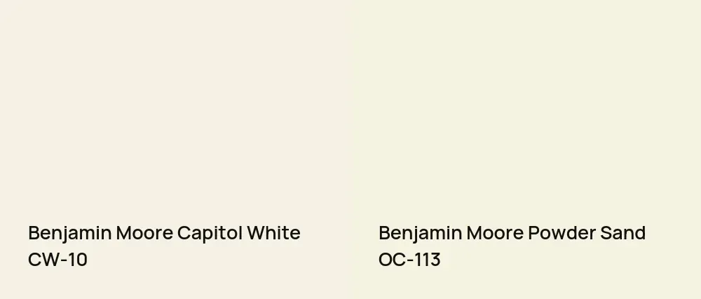 Benjamin Moore Capitol White CW-10 vs Benjamin Moore Powder Sand OC-113
