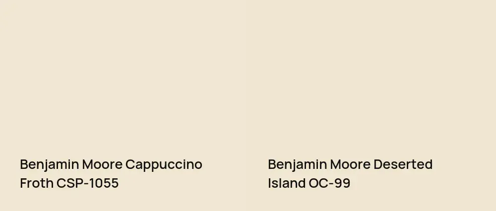 Benjamin Moore Cappuccino Froth CSP-1055 vs Benjamin Moore Deserted Island OC-99