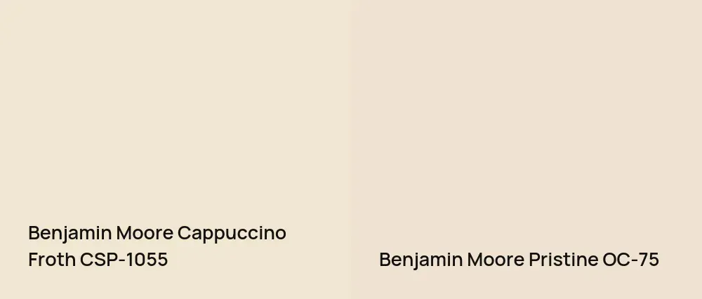 Benjamin Moore Cappuccino Froth CSP-1055 vs Benjamin Moore Pristine OC-75