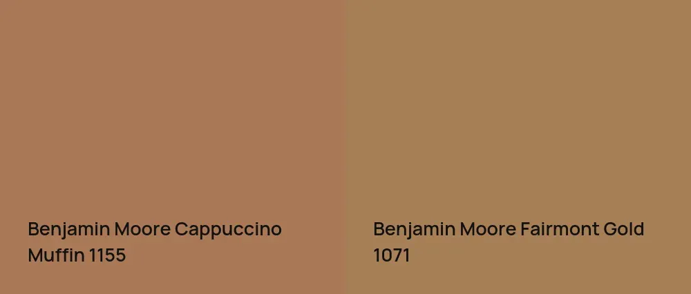 Benjamin Moore Cappuccino Muffin 1155 vs Benjamin Moore Fairmont Gold 1071