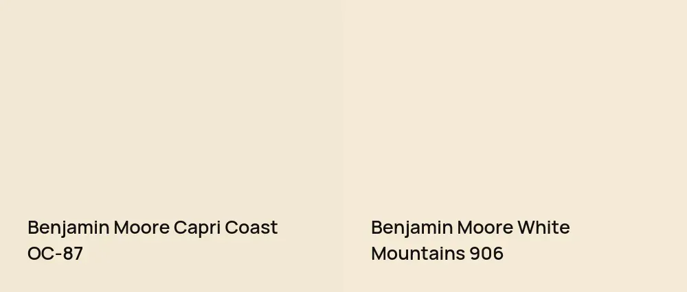 Benjamin Moore Capri Coast OC-87 vs Benjamin Moore White Mountains 906