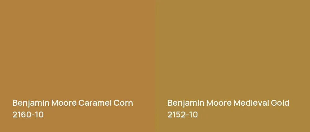 Benjamin Moore Caramel Corn 2160-10 vs Benjamin Moore Medieval Gold 2152-10