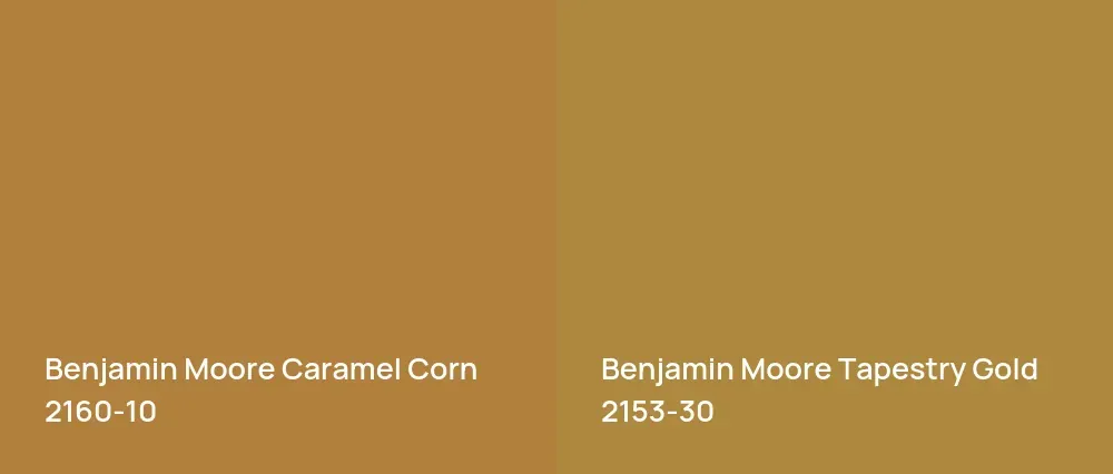 Benjamin Moore Caramel Corn 2160-10 vs Benjamin Moore Tapestry Gold 2153-30