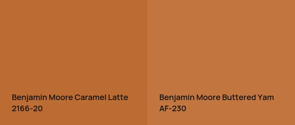 Benjamin Moore Caramel Latte 2166-20 vs Benjamin Moore Buttered Yam AF-230