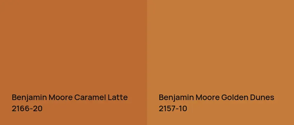 Benjamin Moore Caramel Latte 2166-20 vs Benjamin Moore Golden Dunes 2157-10