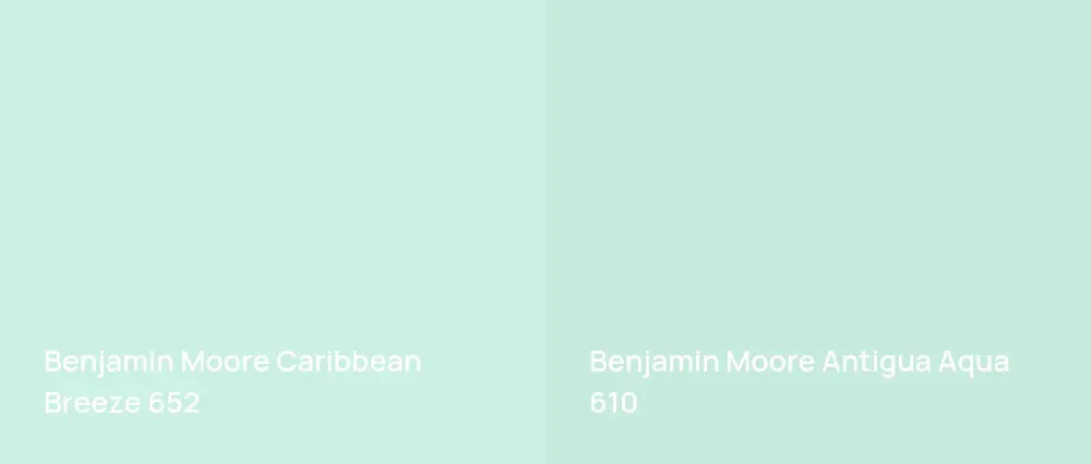 Benjamin Moore Caribbean Breeze 652 vs Benjamin Moore Antigua Aqua 610