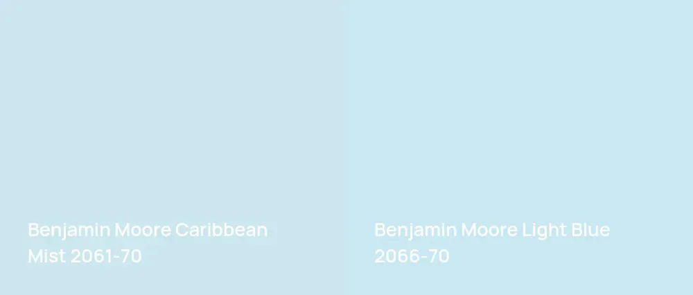 Benjamin Moore Caribbean Mist 2061-70 vs Benjamin Moore Light Blue 2066-70