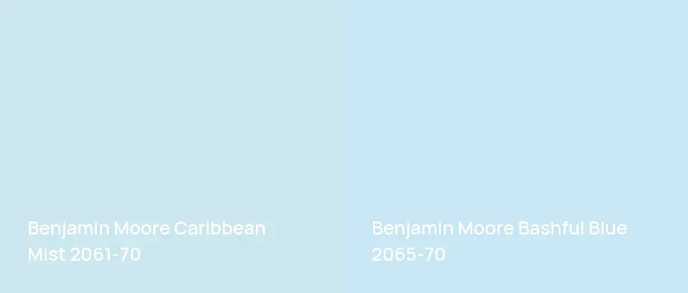 Benjamin Moore Caribbean Mist 2061-70 vs Benjamin Moore Bashful Blue 2065-70