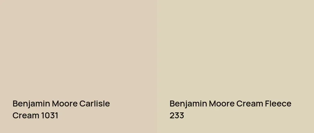 Benjamin Moore Carlisle Cream 1031 vs Benjamin Moore Cream Fleece 233