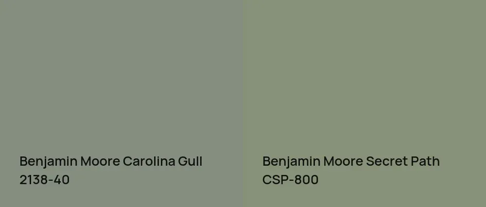 Benjamin Moore Carolina Gull 2138-40 vs Benjamin Moore Secret Path CSP-800