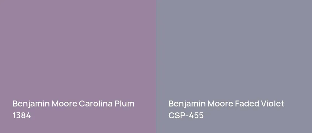 Benjamin Moore Carolina Plum 1384 vs Benjamin Moore Faded Violet CSP-455