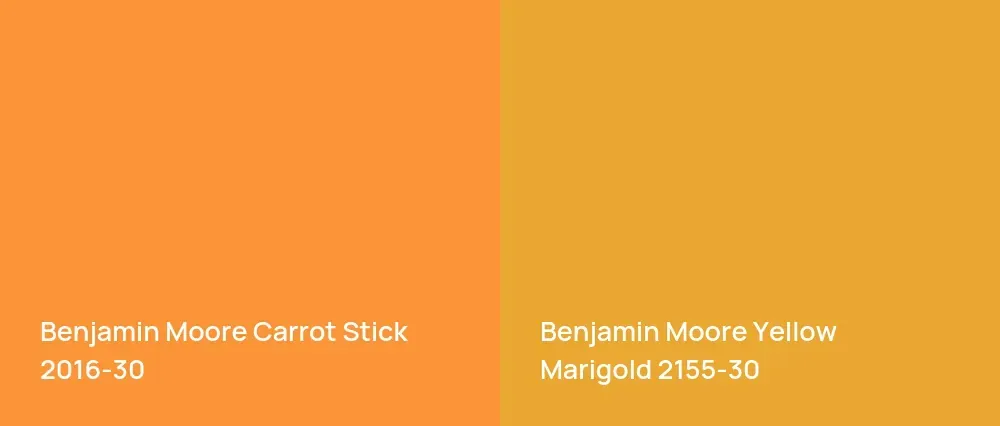 Benjamin Moore Carrot Stick 2016-30 vs Benjamin Moore Yellow Marigold 2155-30
