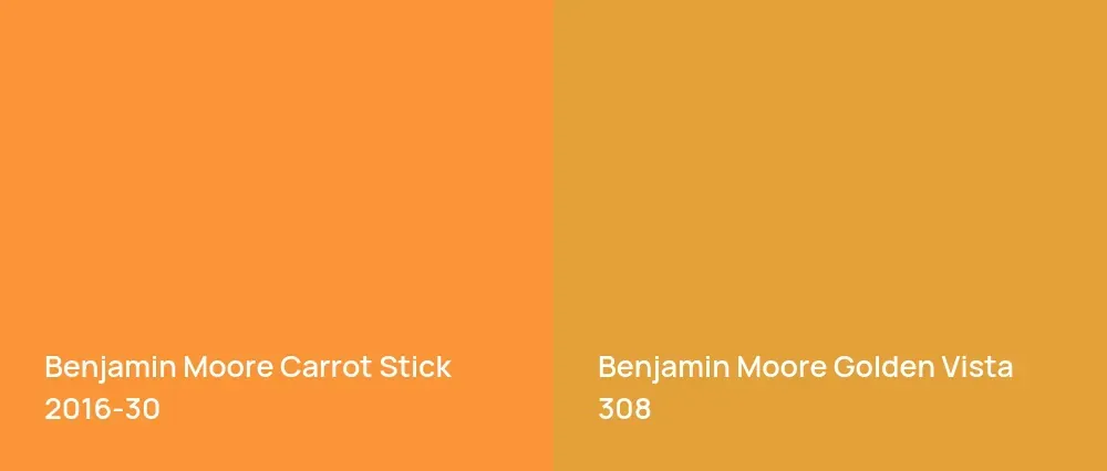 Benjamin Moore Carrot Stick 2016-30 vs Benjamin Moore Golden Vista 308