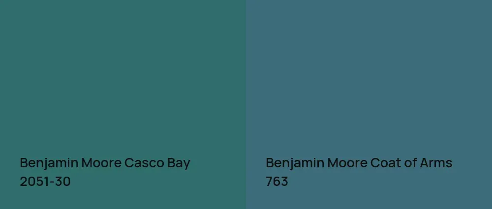 Benjamin Moore Casco Bay 2051-30 vs Benjamin Moore Coat of Arms 763