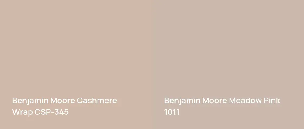 Benjamin Moore Cashmere Wrap CSP-345 vs Benjamin Moore Meadow Pink 1011