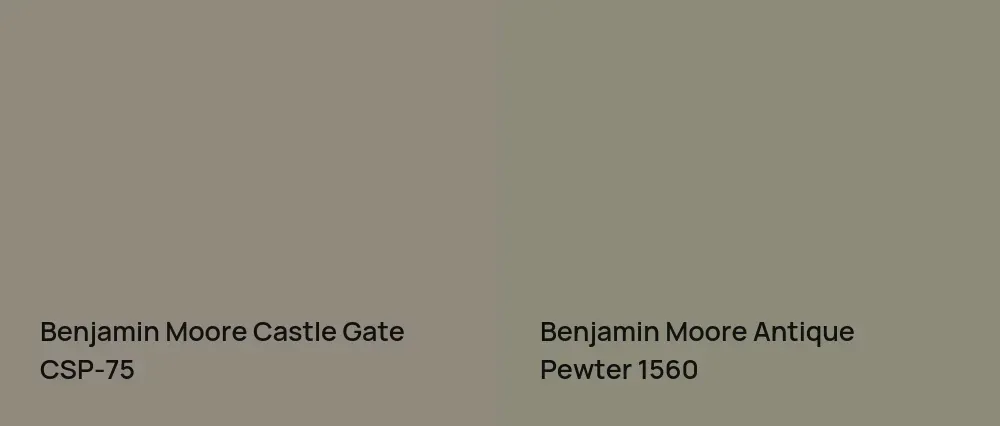 Benjamin Moore Castle Gate CSP-75 vs Benjamin Moore Antique Pewter 1560