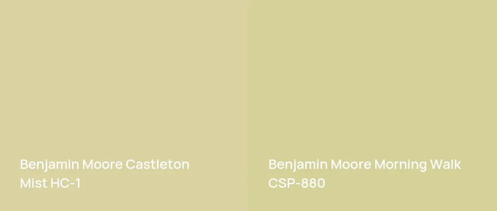 Benjamin Moore Castleton Mist HC-1 vs Benjamin Moore Morning Walk CSP-880