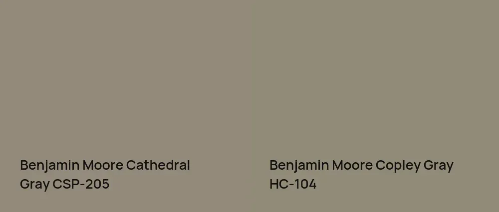 Benjamin Moore Cathedral Gray CSP-205 vs Benjamin Moore Copley Gray HC-104