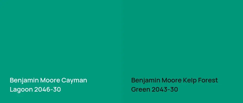 Benjamin Moore Cayman Lagoon 2046-30 vs Benjamin Moore Kelp Forest Green 2043-30