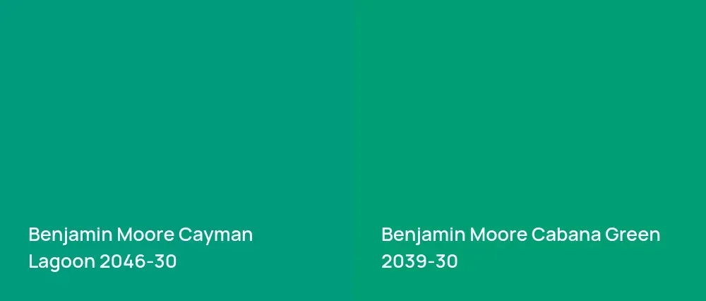 Benjamin Moore Cayman Lagoon 2046-30 vs Benjamin Moore Cabana Green 2039-30