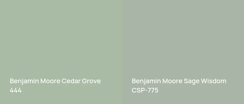 Benjamin Moore Cedar Grove 444 vs Benjamin Moore Sage Wisdom CSP-775