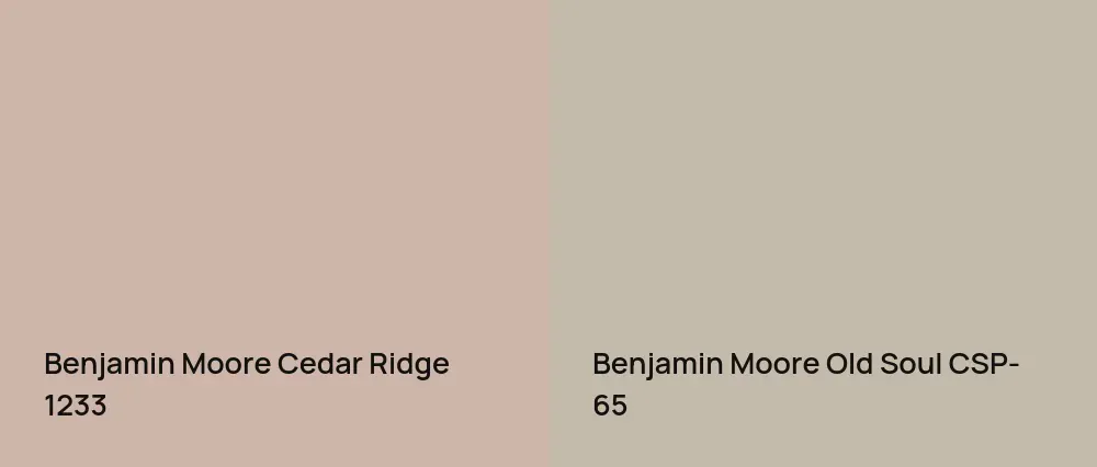Benjamin Moore Cedar Ridge 1233 vs Benjamin Moore Old Soul CSP-65