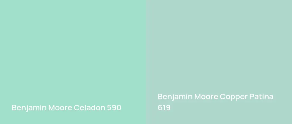Benjamin Moore Celadon 590 vs Benjamin Moore Copper Patina 619