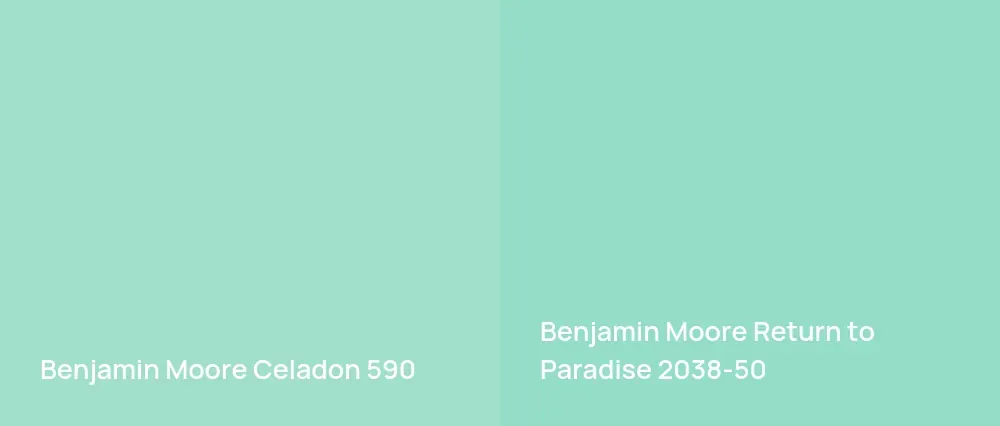 Benjamin Moore Celadon 590 vs Benjamin Moore Return to Paradise 2038-50