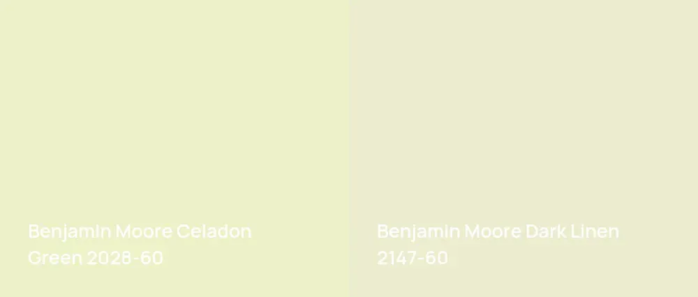 Benjamin Moore Celadon Green 2028-60 vs Benjamin Moore Dark Linen 2147-60