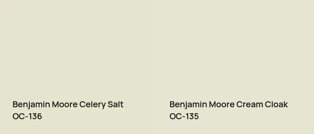 Benjamin Moore Celery Salt OC-136 vs Benjamin Moore Cream Cloak OC-135