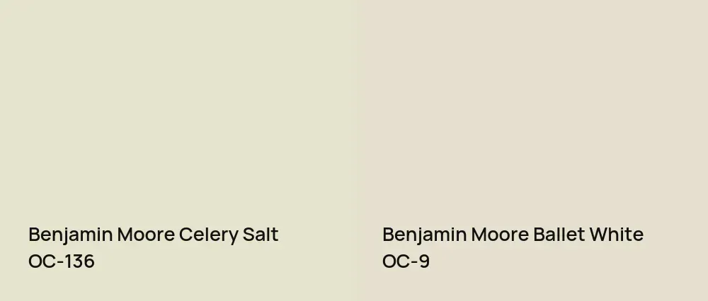 Benjamin Moore Celery Salt OC-136 vs Benjamin Moore Ballet White OC-9