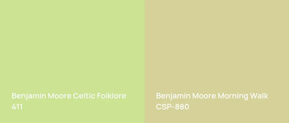 Benjamin Moore Celtic Folklore 411 vs Benjamin Moore Morning Walk CSP-880