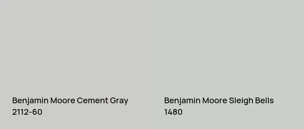 Benjamin Moore Cement Gray 2112-60 vs Benjamin Moore Sleigh Bells 1480