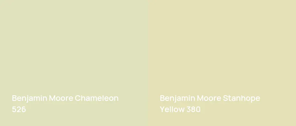 Benjamin Moore Chameleon 526 vs Benjamin Moore Stanhope Yellow 380