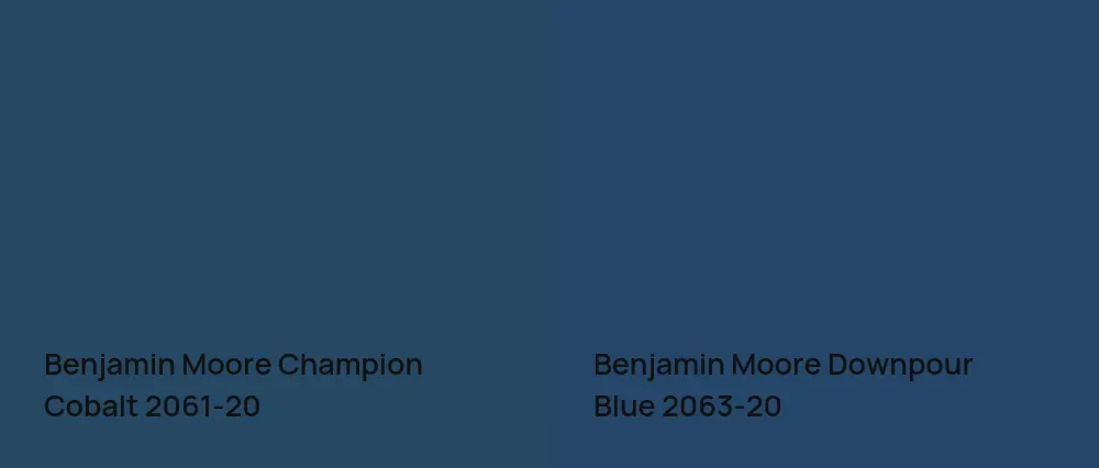Benjamin Moore Champion Cobalt 2061-20 vs Benjamin Moore Downpour Blue 2063-20