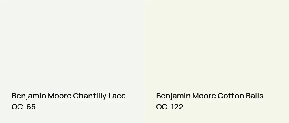 Benjamin Moore Chantilly Lace OC-65 vs Benjamin Moore Cotton Balls OC-122
