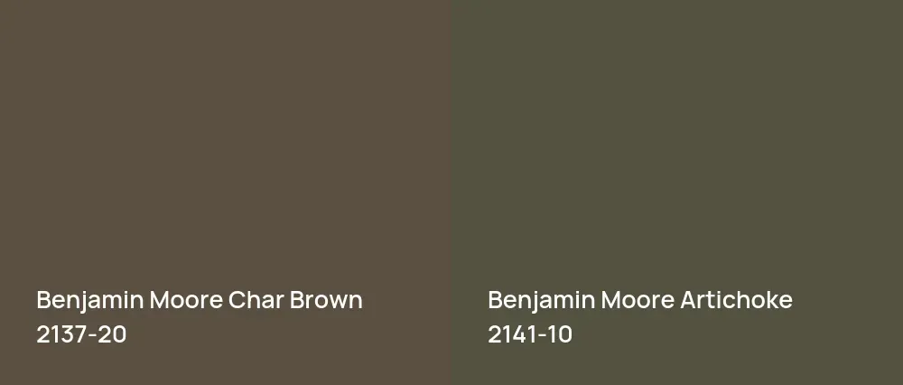 Benjamin Moore Char Brown 2137-20 vs Benjamin Moore Artichoke 2141-10