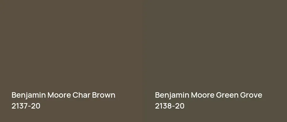 Benjamin Moore Char Brown 2137-20 vs Benjamin Moore Green Grove 2138-20