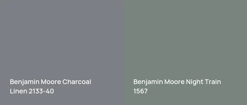 Benjamin Moore Charcoal Linen 2133-40 vs Benjamin Moore Night Train 1567