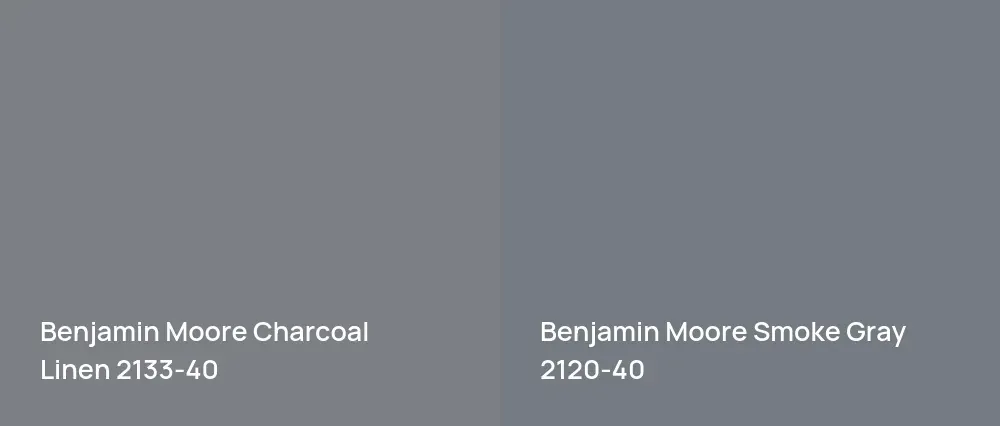 Benjamin Moore Charcoal Linen 2133-40 vs Benjamin Moore Smoke Gray 2120-40