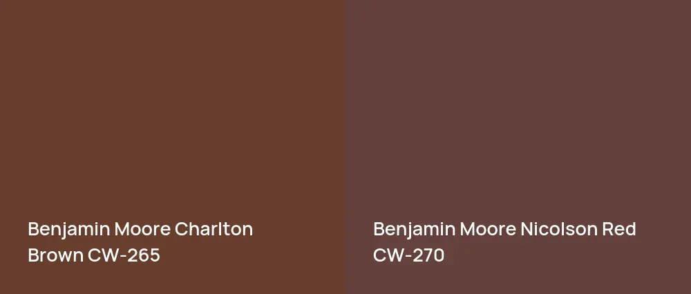 Benjamin Moore Charlton Brown CW-265 vs Benjamin Moore Nicolson Red CW-270