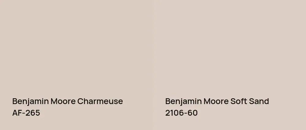 Benjamin Moore Charmeuse AF-265 vs Benjamin Moore Soft Sand 2106-60