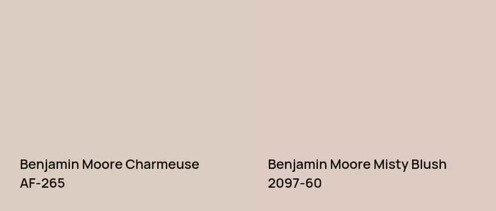 Benjamin Moore Charmeuse AF-265 vs Benjamin Moore Misty Blush 2097-60