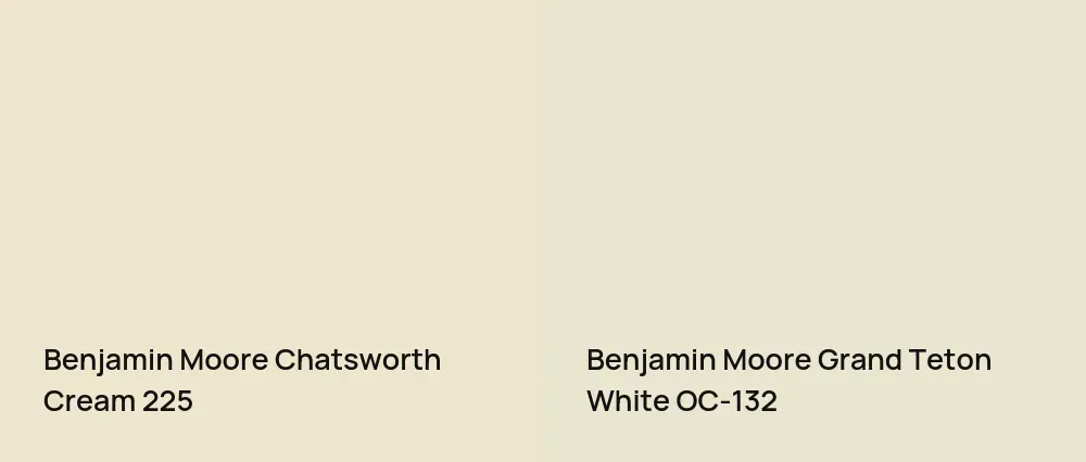 Benjamin Moore Chatsworth Cream 225 vs Benjamin Moore Grand Teton White OC-132