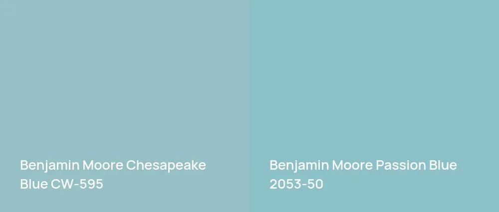 Benjamin Moore Chesapeake Blue CW-595 vs Benjamin Moore Passion Blue 2053-50