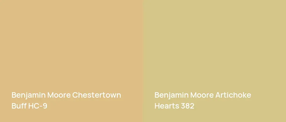Benjamin Moore Chestertown Buff HC-9 vs Benjamin Moore Artichoke Hearts 382