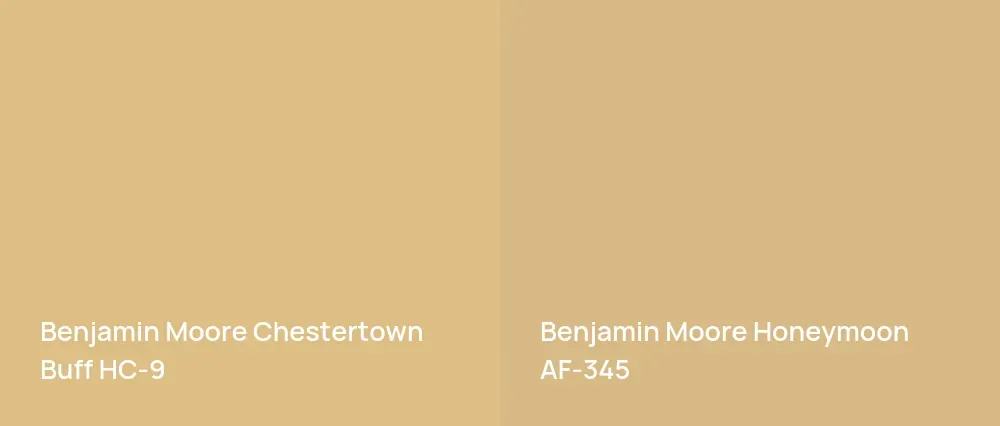 Benjamin Moore Chestertown Buff HC-9 vs Benjamin Moore Honeymoon AF-345